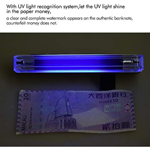 Testador de notas de dinheiro portátil 2 em 1 Aibecy com controle de notas e lanterna com luz UV par