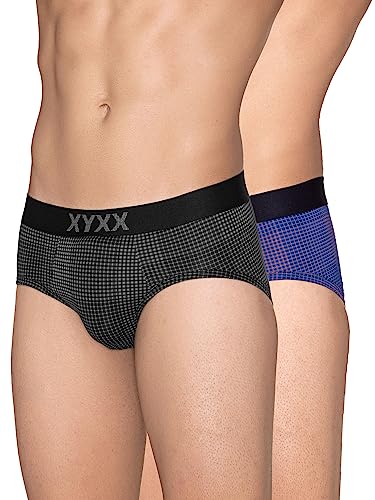 Image of XYXX Men's Blox Tencel Micromodal Regular Fit Printed Antimicrobial Briefs with No Marks Waistband (Pack of 2)