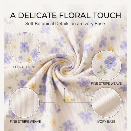 Image of VAS COLLECTIONS 240 TC Premium Fitted Bedsheet, Floral Printed King Size Elastic Deep Pocket Mattress Cover, Soft Breathable Bed Sheet for Bedroom, 72 x 78 + 10 Inches (183 x 198 + 25 cm) - Periwinkle