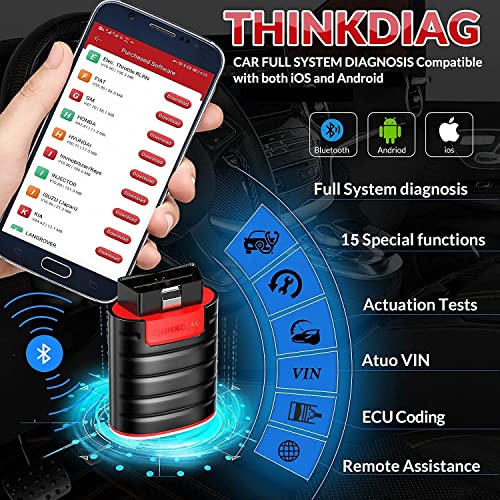 Thinkdiag Obd2 Scanner Bluetooth, All System Bidirectional Scan Tool Oe Level Diagnostic Tools With Ecu Coding,15+ Service Functions All Software 1 Year Free Fits For Iphone & Android #TOP2