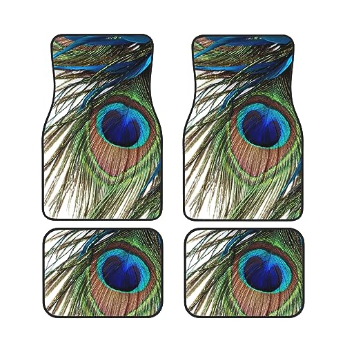 Tapis de sol voiture caoutchouc universel plumes de paon auto camion SUV