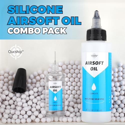 Image of Airsoft Oil 4 oz & 1 oz Needle Oiler 100% Silicone Air Gun Oil, Multi-Purpose Airsoft Chamber Lube, All Purpose Silicone Lubricant for All Airgun