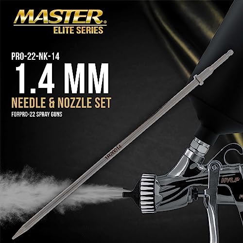 Image of 1.4 mm Needle, Fluid Nozzle and Air Cap Set Only - Atomizing Set Fits a Master Elite PRO-22 Series HVLP Touch-Up Spray Gun - Ideal for Automotive Basecoats, Topcoats, Clearcoats - Paint Detail