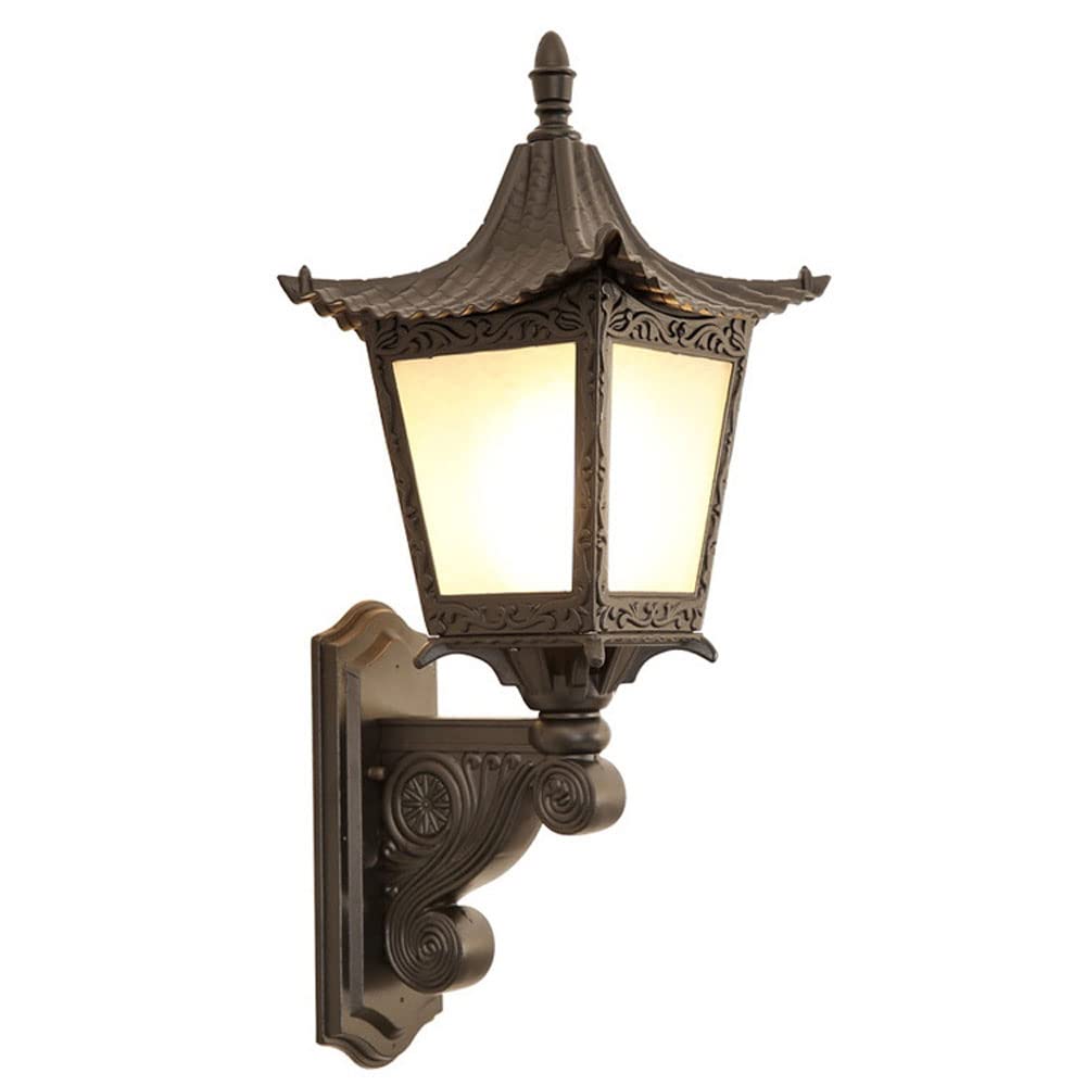 OZBMA Chinese Style Wall Light Lantern Rustic Porch Night Lights Brown Aluminum Up Down Lamp Waterproof Outdoor Mount Sconce for Farmhouse Entryway, Porch, Front Door