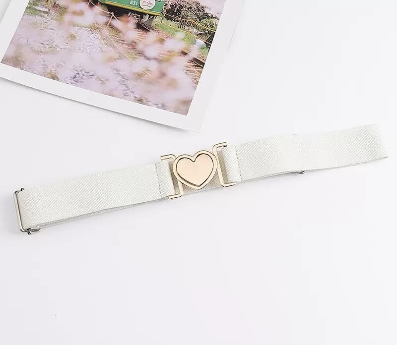 2 Pcs Girls Elastic Waist Belts,for Girls Adjustable Heart Buckle Stretch Belts for Pants Jeans Dress4