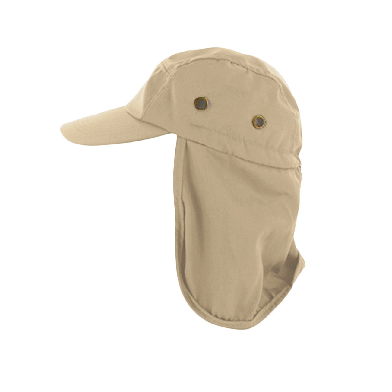 Magg ShopMens Fishing Boating Hiking Army Military Snap Brim Ear Neck Cover Sun Flap Cap (Beige)