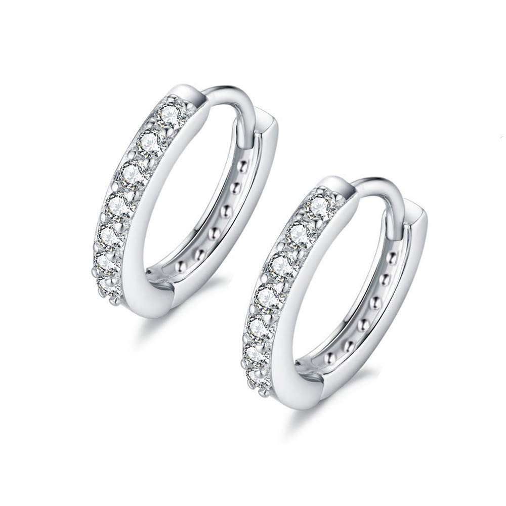 Boucles D'oreilles Créoles Argent Sterling S925 Plaqué Or - 3 Tailles (13/15/20 Mm) - Zircone Cubique Hypoallergénique - Cadeau Femme & Fille