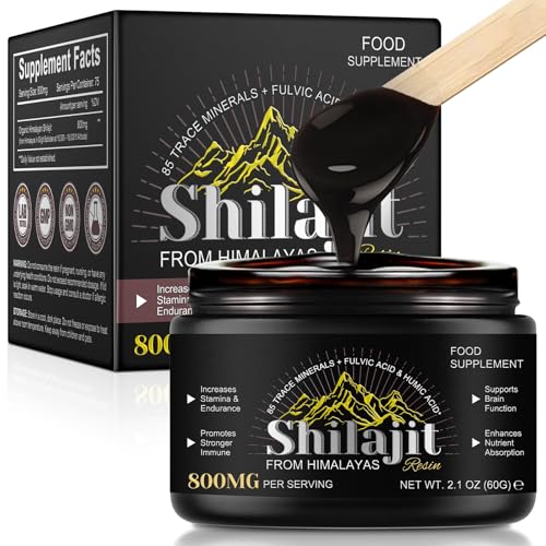 Bibonse Résine De Shilajit 60g, Shilajit Résine Original Himalaya avec 85+ Traces de Minéraux, Shilajit Pure Himalaya Bio 800mg