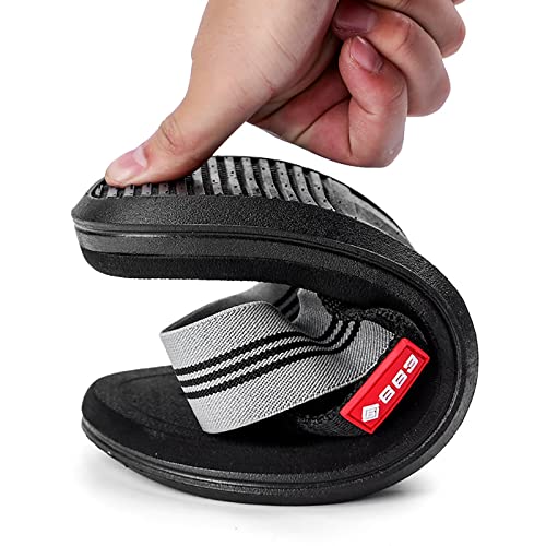 Mens Foot Correction Flip Flops, Men's Summer Breathable Plantar Fasciitis Orthopedic Toe Post Flip Flops, for Toe Flat Iron Plat Comfortable Flat Slippers ( Color : Black , Foot length : 26cm )3