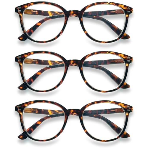 Image of 3 Pack Reading Glasses Spring Hinge Stylish Readers Black /Tortoise for Men and Women