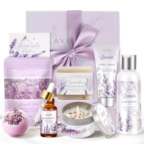 Gifts for Women Birthday Gift Baskets, Lavender Relaxing Home Spa...