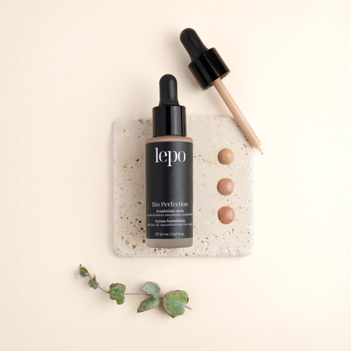 LEPO | Fondotinta Siero Bio Perfection N. 03 Ambrato, Per Pelli Medio-Scure, con Olio di Dattero, Macadamia e Amido di Riso, Pelle Perfetta e Idratata per un Look Naturale