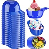 Baderke Baseball Helmet Ice Cream Snack Bowl 8 oz Mini Baseball Cap Bowls Kids Helmet Chip Ice Cream Sundae Plastic Cups for Birthday Party Supplies (Dark Blue,18 Pack)
