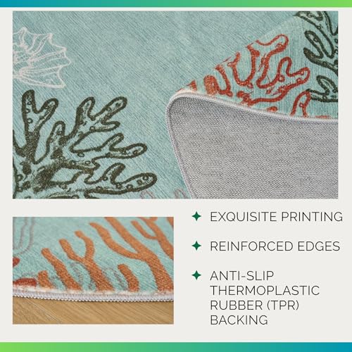 Tapete corredor lavado Coral Coastal 2x6 Aqua miniatura 5