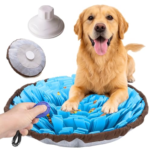 18 Dog Snuffle Mat - Interactive Dog Puzzle Toys for Enrichment - Large Slow Feeder Foraging Mat for Brain Games & Nosework Training - Washable Pet Sniff Mat with Training Clicker and Suction Cup