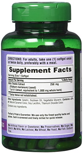 Puritan's Pride Milk Thistle 4:1 Extract 1000 Mg Softgels (Silymarin), 180 Count (Pack Of 2) #TOP2