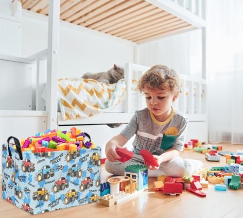 Image of Rectangular Monster Truck Basket for Kids Baby Basket for Boys and Girls Cute Toy Storage Organizer Bin Box Truck Room Decor(Monster Truck)