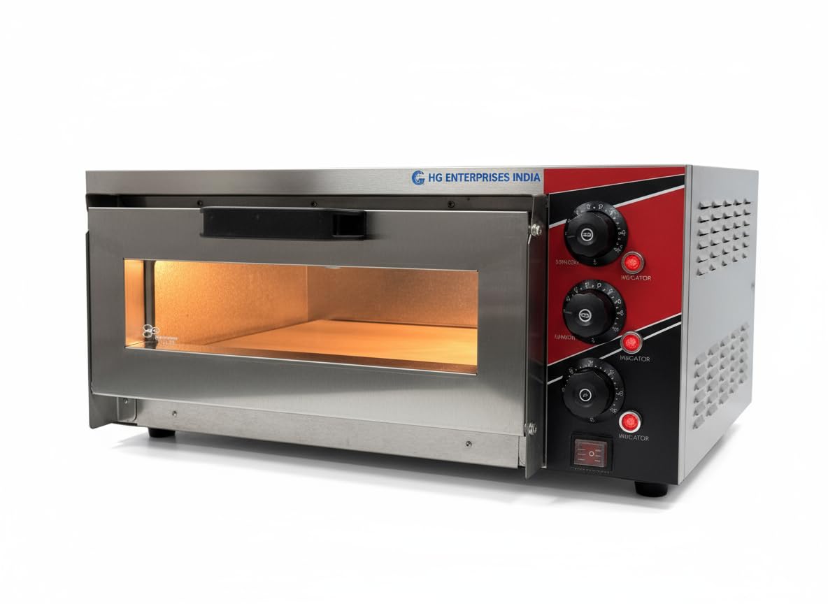 HG Commercial Electric Pizza Oven, 16" Stone Base, Stainless Steel Pizza Maker with Timer & Temperature Control for Restaurants & Home Use