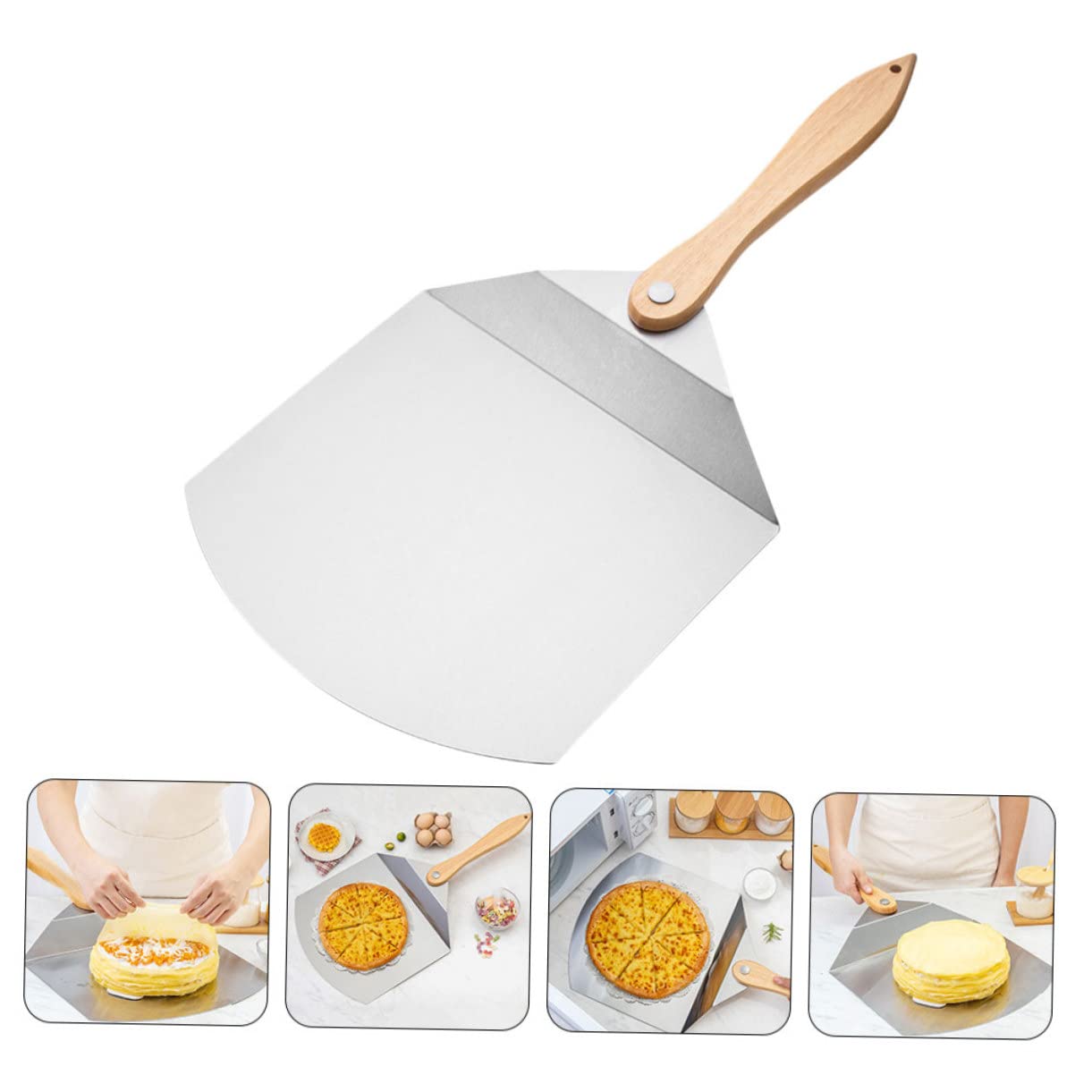 Hemobllo Spatule Pliable pour Pizza et Gâteau Inox avec Manche Accessoire de Cuisine Polyvalent pour Restaurants et
