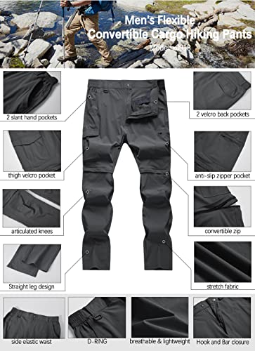 Image of Men's Hiking Pants Convertible Zip Off Lightweight Waterproof Quick Dry Outdoor Fishing Travel Safari Camping