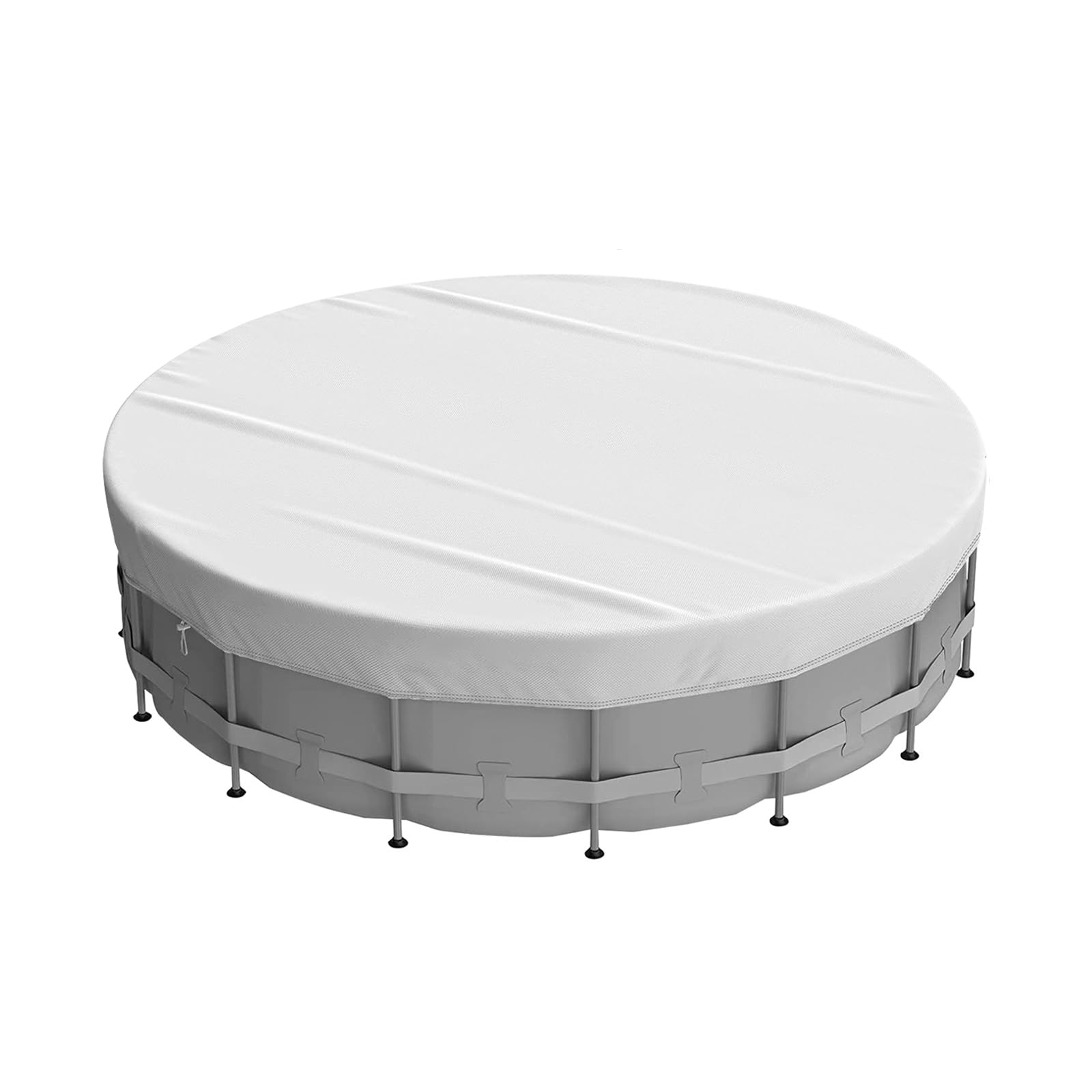 Poolabdeckung Rund 300/360/450cm, Wasser- und Staubdicht, Uv-Schutz Pool Abdeckplane mit Kordelzug und BodennäGeln für oberirdische Pools, Badewannen (Silber, 450cm)