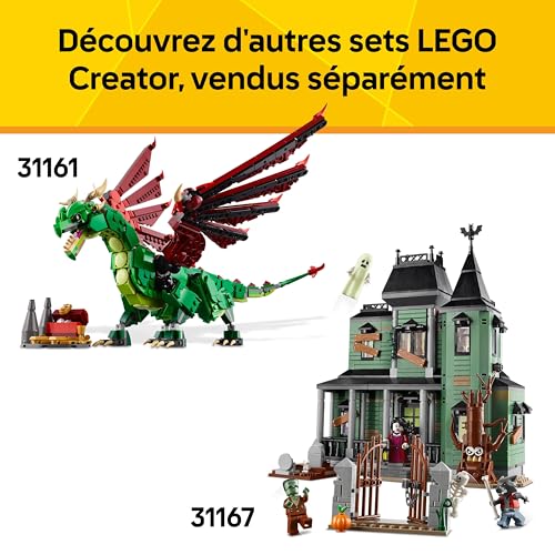 LEGO Creator 3-en-1 Le Château Médiéval des Chevaliers - Jouet se Transformant en Scène de Tournoi à Cheval ou en Village - 6 Minifigurines - Cadeau Original pour Garçon ou Fille dès 9 Ans 31168