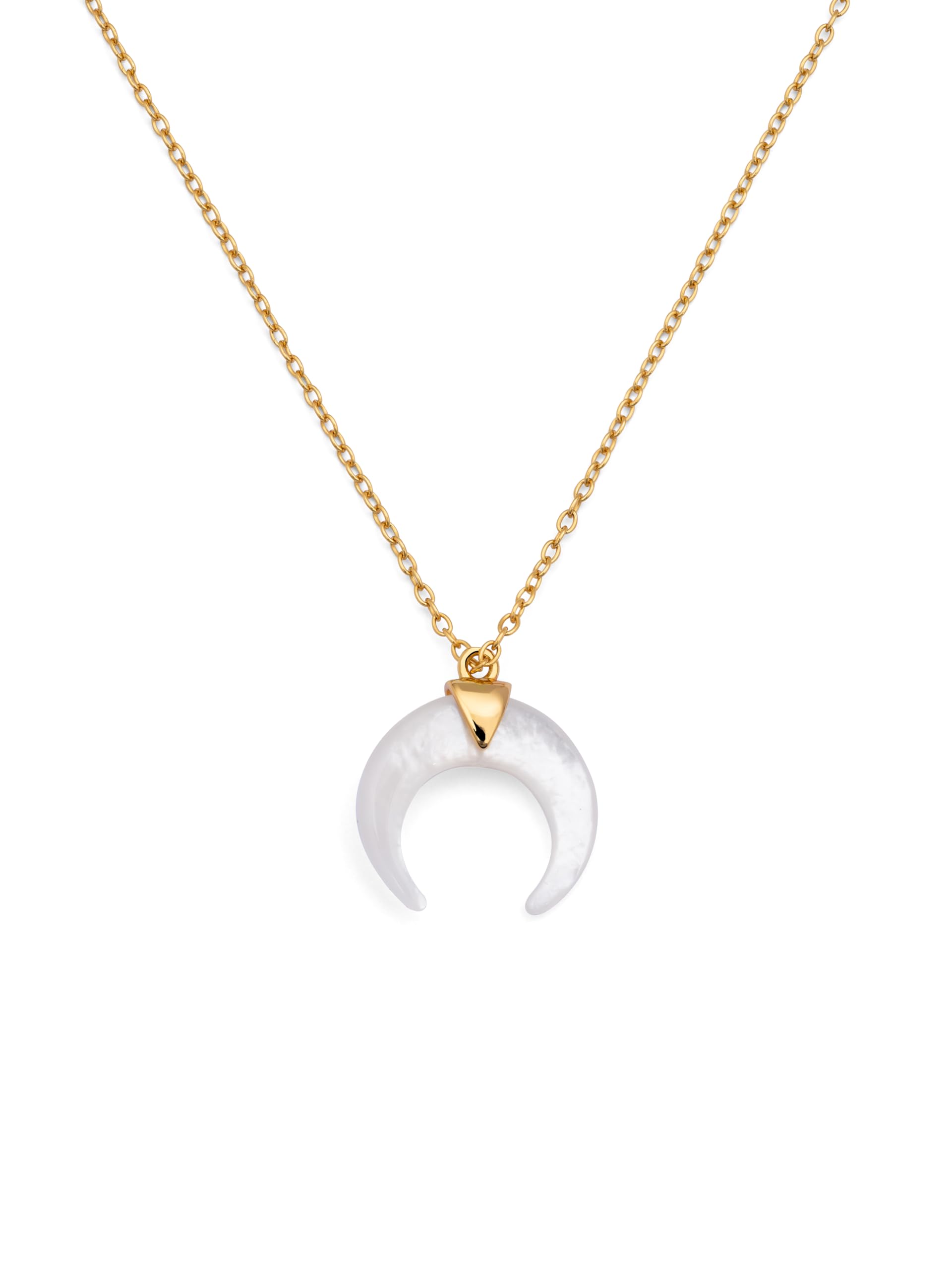 SINGULARU Collar Moonset Nácar - Colgante en Plata de Ley 925 con Media Luna de Nácar - Cadena de Talla Unica - Joyas para Mujer - Hecho en España - Baño en oro de 18 Kt