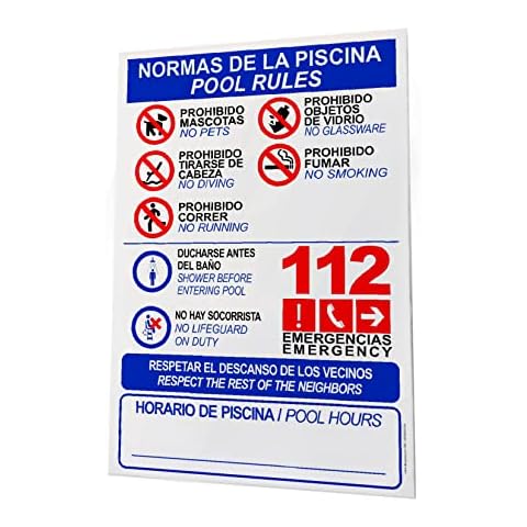 akrocard - Pack 10 Cartel Resistente PVC - NORMAS DE PISCINA + POOL RULES Cover
