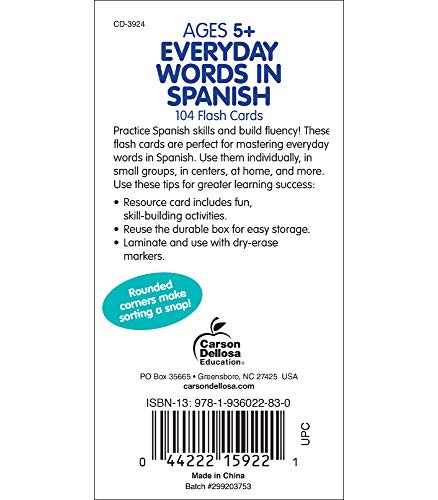 Carson Dellosa Spanish Flash Cards for Kids, Spanish Flash Cards for Toddlers, Colors, Animals, People, Common Phrases… - Image 3