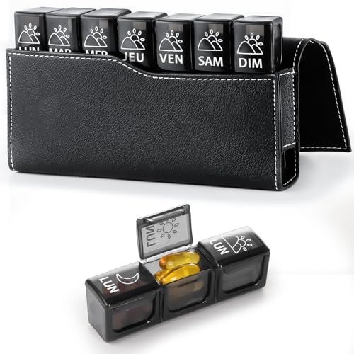 Pilulier Semainier,Pilulier Journalier,Semainier Medicament,Semainier Français 7 Jours 21 Compartiments,Dose 3 Fois par Jour,Matériaux Sans Bisphénol A et Sûrs,Pour...