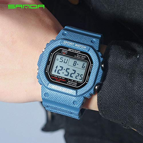 Preisvergleich Produktbild Gusaman SANDA Uhr-Mann-Uhr-Kursteilnehmer mit Stoßschutz wasserdichten elektronische Uhr Multifunktions-Digital geführter Sport Watch339G / 294l Farbe: Denim dunkelblau