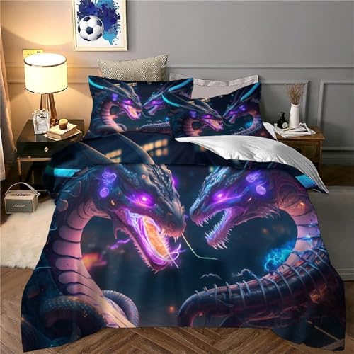 Housse de couette dragon 3D King en microfibre de luxe