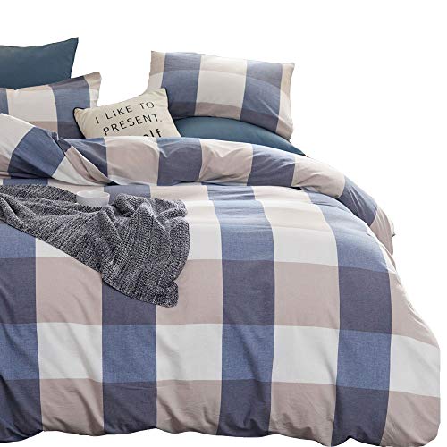 ATsense Duvet Cover Queen, 100% Washed Cotton, Bedding Duvet Cover Set, 3-Piece, Ultra