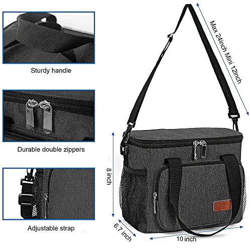 Femuar Lunch Bags For Women/Men, Insulated Lunch Bag For Work Office Picnic - Lunch Cooler Bag Leakproof Lunch Box With Adjustable Shoulder Strap - Charcoal #TOP2
