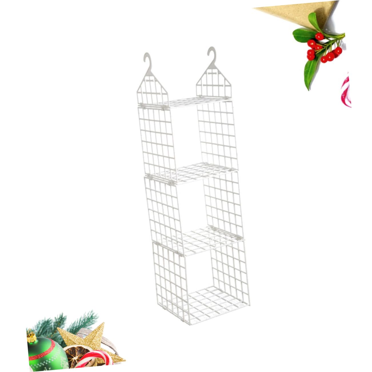LABRIMP Organizer da Armadio Sospeso Pieghevole a Tre Grandi Strati in Pp | Bianco, Design Ventilato a Griglia Ampia Apertura, per Accessori e Cappelli