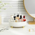 Anyoifax Makeup Perfume Organizer Tray 360 Degree Rotating Lazy Susan Skincare Lotion Organizer Spinning Cosmetics Storage for Dresser, Vanity, Bathroom Countertop, Small Ivory White - Image 2