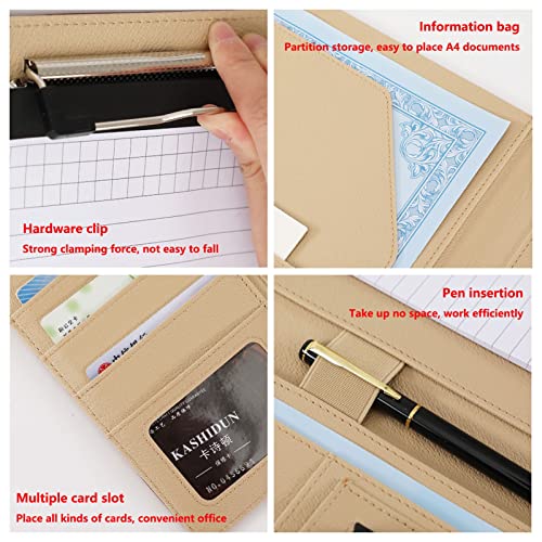 Portfolio A4 en cuir bleu avec calculatrice 12 chiffres pour documents