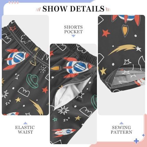 ZZXXB Space Rocket Constellation Boys Long Pants Soft Trousers Elastic Waist Kids Lounge Bottoms with Pockets S-XL4
