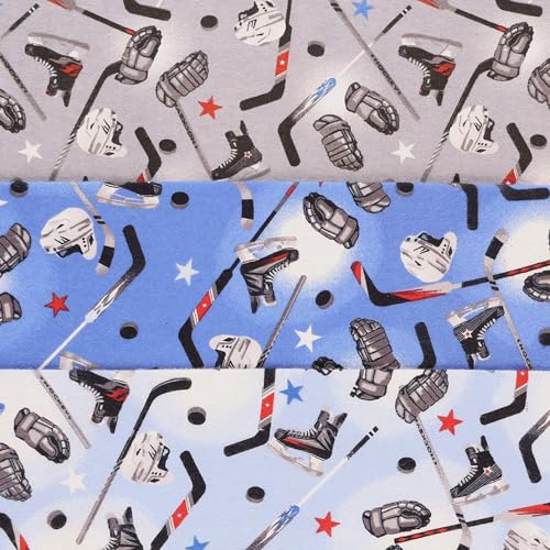 Premium Blue Flannel Fabric Featuring Hockey Stick Helmets and Pucks – Perfect for Quilting and Crafting, Sold by the Yard 4 Premium Blue Flannel Fabric Featuring Hockey Stick Helmets and Pucks – Perfect for Quilting and Crafting, Sold by the Yard - Image 3