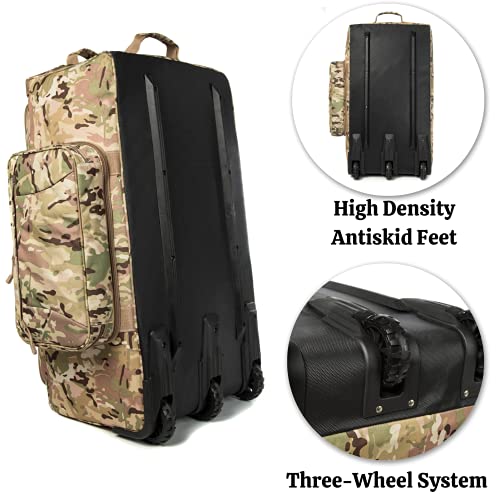 Mountain Land 117 Liter 32 Inch Mini Monster Multicam Tactical Wheeled Deployment Trolley Duffel Bags Multi Cam One Size