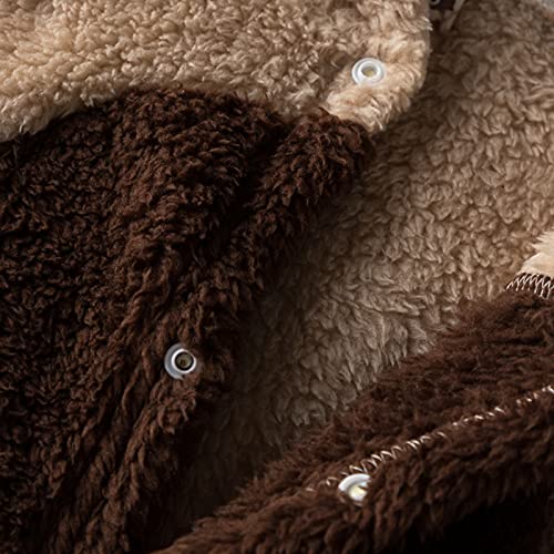 puseky Pasgeboren Baby Herten Romper, Baby Front Snaps Warm Hooded Footed Jumpsuit 0-18M - Image 3