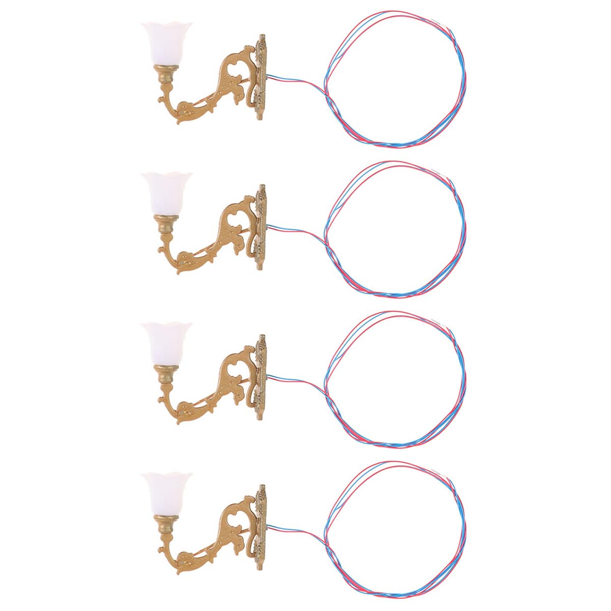 Laroal 4Pcs Mini Wall Light Miniature Luminous Wall Lamps Simulated DIY Sand Table Decor for Dollhouse and Model Landscapes Retro