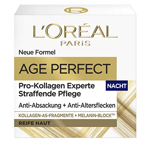 L'Oréal Paris Firming Night Cream for Mature Skin Anti-Ageing Moisturiser Against Age Spots, with Collagen AS Fragments