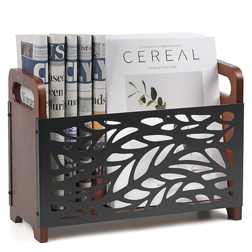 GHIAKQYT Porte-revues moderne en bois - Porte-revues - Étagère à magazines - Panier de rangement pour bureau et maison - 33 x 24 x 13 cm