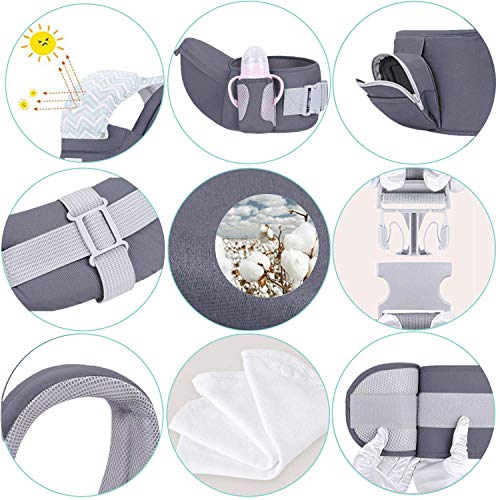 Viedouce Ergonomische babydrager van puur katoen, voorkant achterzijde, kinderdrager met afneembare capuchon, meervoudig⊠- Image 8