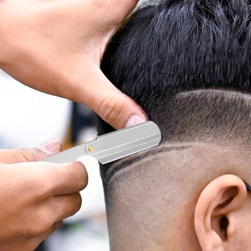 Image of Professional Barber Straight Edge Razor with Stainless-Steel Coated Blade Holder, 20 Double-Edge Blades & Styling Comb for Men, Perfect for Shaving, Beard Shaping & Salon Grooming Kit