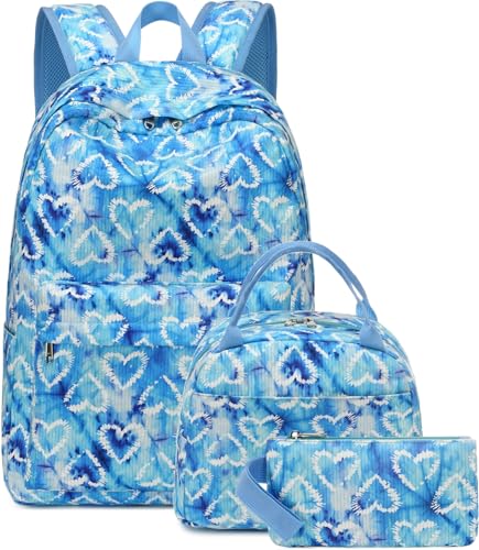 Bluboon Teens Backpack Set Girls School Backpack Lunch Box Pencil Bags Student Bookbags 3 in 1