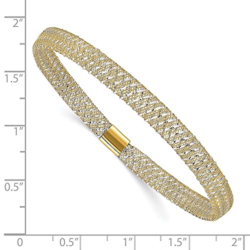 Diamond2Deal 14k Yellow Gold Polished Stretch Bangle Bracelet 7"3