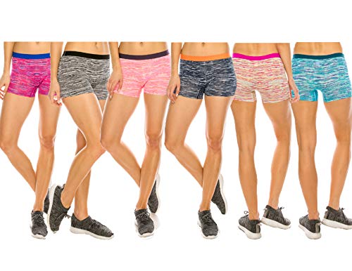 MoDDeals Woman's Racerback Sports Bra & Activewear Short Set 6 Pack… (Large, Shorts)
