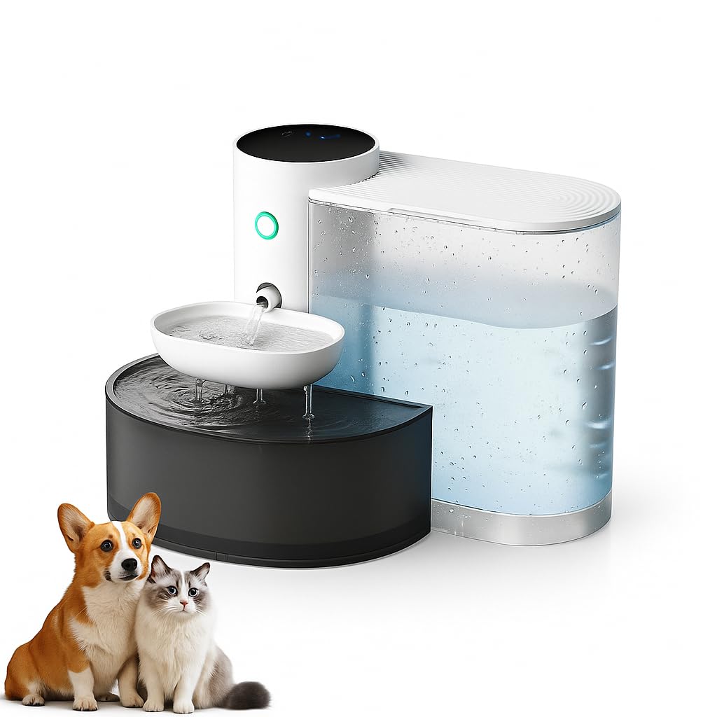 Smart Pet Water Fountain for Cats Dog 3L Automatic Water Dispenser with Touch Control Adjustable Volume Rechargeable Cordless